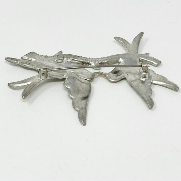 Vintage 1941 Hello Brilliant Stamped Pot Metal Two Birds Brooch - Picture 6 of 9